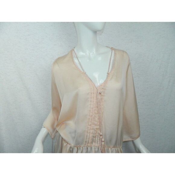Ecru Lab Shirt Peach Orange Silky Tunic with Tassels Size Small‎ - Picture 6 of 12